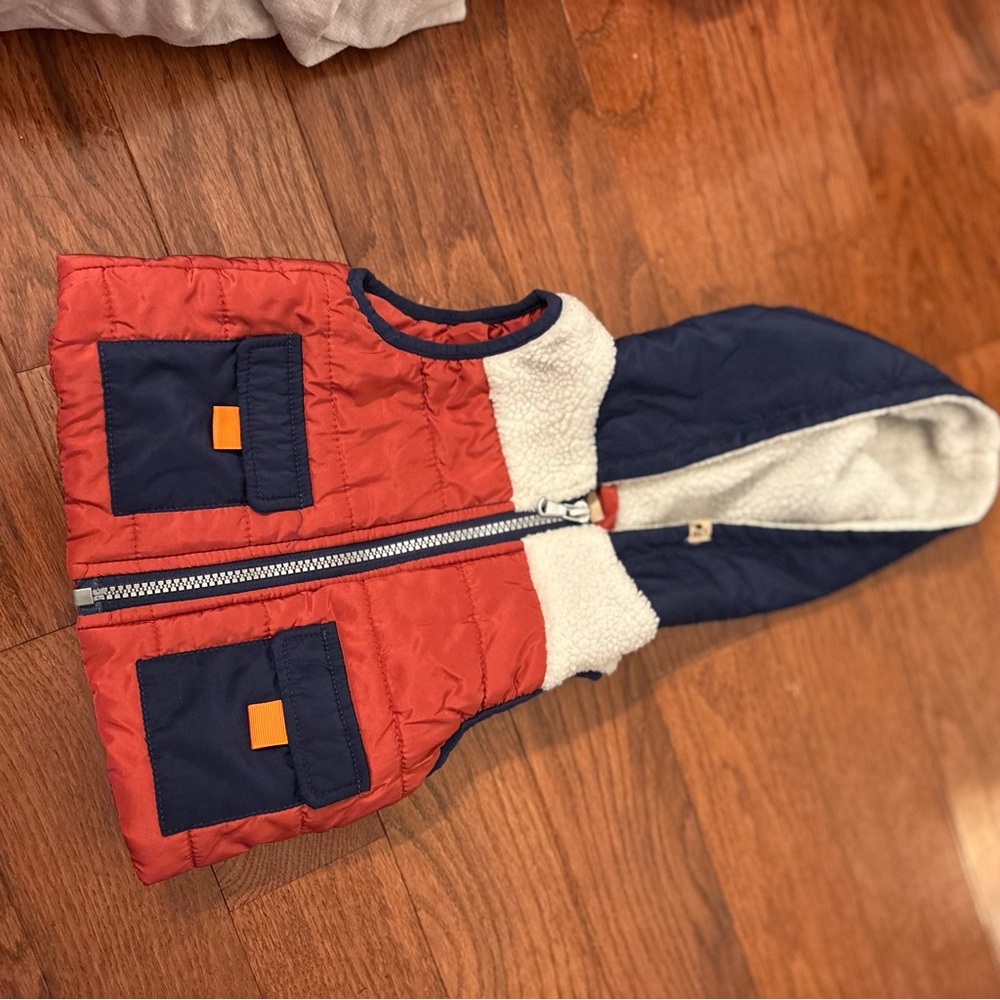 BearPaw Red and Navy Vest with Sherpa‎ Lining